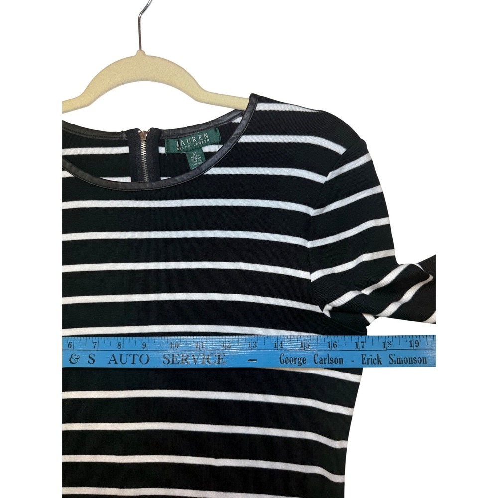 Lauren Ralph Lauren Striped Sheath Dress Faux Leather Nautical Professional M - Picture 5 of 8
